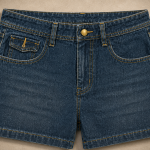QUẦN SHORT JEAN NỮ FELIAN FORM BẦU NHẸ CẠP CAO XANH INDIGO ĐẬM TÚI NẮP HIỆN ĐẠI
