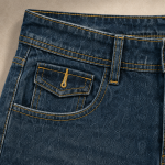 QUẦN SHORT JEAN NỮ FELIAN FORM BẦU NHẸ CẠP CAO XANH INDIGO ĐẬM TÚI NẮP HIỆN ĐẠI