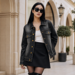 BOXY004 - Felian Áo Khoác Jean Đen Wash Nam Nữ Form Oversize