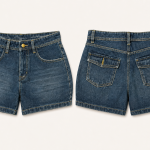 QUẦN SHORT JEAN NỮ FELIAN FORM BẦU NHẸ CẠP CAO XANH INDIGO ĐẬM TÚI NẮP HIỆN ĐẠI