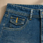 QUẦN SHORT JEAN NỮ FELIAN FORM BẦU NHẸ CẠP CAO XANH WASH TÚI NẮP PHONG CÁCH GEN Z