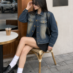 BOXY001 - Felian Áo Khoác Jean Màu Retro Xanh Nam Nữ Form Oversize