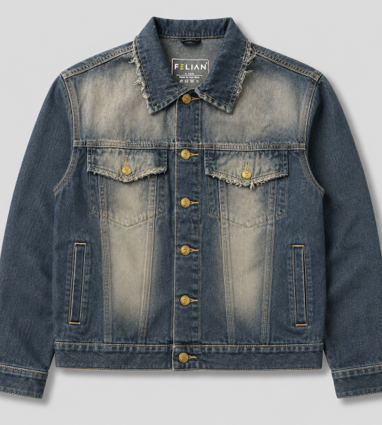 BOXY001 - Felian Áo Khoác Jean Màu Retro Xanh Nam Nữ Form Oversize