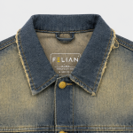 BOXY002 - Felian Áo Khoác Jean Màu Retro Xanh Đậm Nam Nữ Form Oversize
