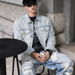 BOXY003 - Felian Áo Khoác Jean Xanh Wash Nhạt Nam Nữ Form Oversize