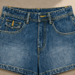 QUẦN SHORT JEAN NỮ FELIAN FORM BẦU NHẸ CẠP CAO XANH WASH TÚI NẮP PHONG CÁCH GEN Z