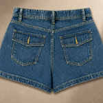 QUẦN SHORT JEAN NỮ FELIAN FORM BẦU NHẸ CẠP CAO XANH WASH TÚI NẮP PHONG CÁCH GEN Z